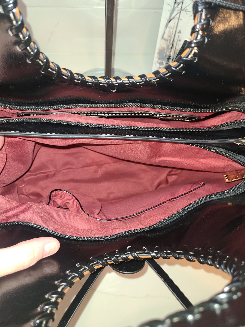 NWT Beige & Brown Butterfly Tote Bag - Picture 9 of 14